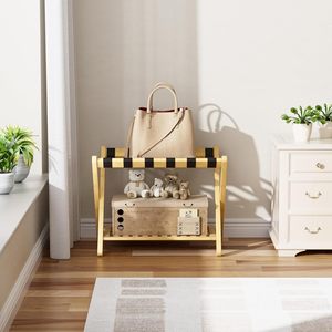 Étagère de support de <span class=keywords><strong>valise</strong></span> de <span class=keywords><strong>porte</strong></span>-bagages en bambou pliable de haute qualité <span class=keywords><strong>pour</strong></span> <span class=keywords><strong>chambre</strong></span> à coucher et <span class=keywords><strong>chambre</strong></span> d'amis d'hôtel - Product Image 5