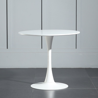 Table de meubles de restaurant blanche de luxe nordique Tulip Base Table de salle à manger ronde en métal en bois
