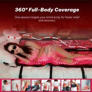 ILUXRED Ganzkörper Rotlichttherapie-Decke für den Heimgebrauch mit 660nm 850nm Infrarot-Lichttherapiematte für Sauna, Fitness und Yoga - Product Image 4