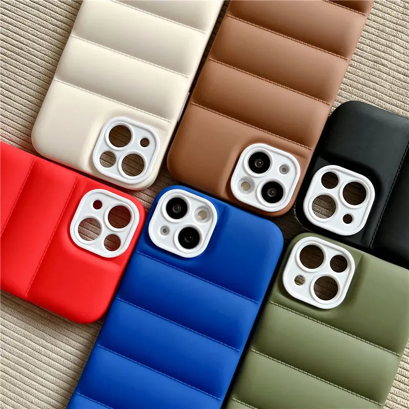 크리 에이 티브 다운 재킷 실리콘 소프트 쉘 전화 케이스 아이폰 11 12 13 14 pro max 솔리드 컬러 커버