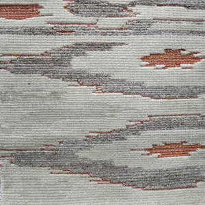 Tapis contemporain en coton tissé à la main Tapis gris blanc et rouille au design géométrique - Product Image 2