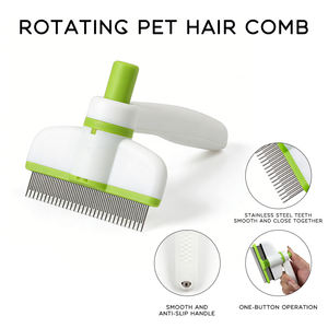 Portable nouveau Design rotatif chat chien peigne universel en acier inoxydable nettoyage pour animaux de compagnie épilation peigne aux <span class=keywords><strong>puces</strong></span> avec <span class=keywords><strong>bouton</strong></span> de déverrouillage - Product Image 2