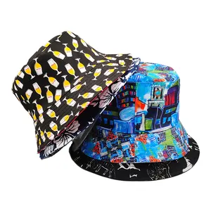 OEM vente en gros mode soleil pêcheur homme chapeau personnalisé partout impression seau chapeau modèle logo personnalisé