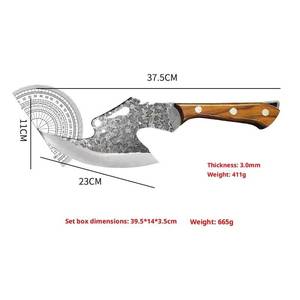 Ascia Forgiata per Tagliare Ossa in Acciaio Inossidabile 4Cr14, Coltello <span class=keywords><strong>da</strong></span> Campeggio per Esterni, Coltello <span class=keywords><strong>da</strong></span> <span class=keywords><strong>Cucina</strong></span> <span class=keywords><strong>con</strong></span> Manico Spesso e Affilato per Legna e Macellaio - Product Image 5
