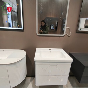 Meuble de salle de bain compact avec double tiroir, lavabo blanc et design mural - Product Image 5