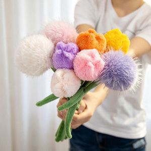 Arreglo Floral Artificial Súper Suave, Ramo de Rosas, Tulipanes y Phalaenopsis de Peluche, Decoración y Regalo para el Día de San Valentín - Product Image 3
