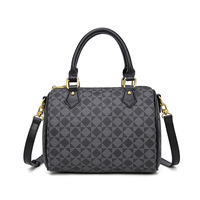 Sac à main tendance en cuir PU personnalisé avec logo imprimé, fermeture éclair de luxe, bandoulière unique, motif écossais moyen, végan