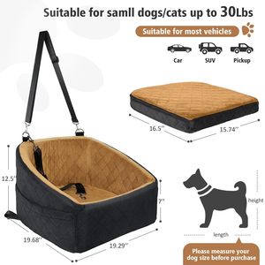 Coussin de voiture pour chien, noir, matelassé, lavable, portable, pour petits chiens - Product Image 2