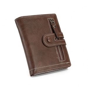 Men's Multifunctional <b>Wallet</b> with <b>Zipper</b> Closure Modern Vintage Style PU Card Holder Coin Purse Open Cardholder Belt Buckle - Product Image 1