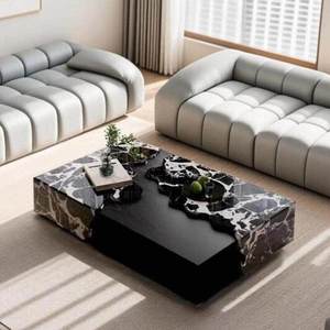طاولة قهوة رخامية لغرفة المعيشة للاستخدام المنزلي بأسلوب إيطالي فاخر خفيف، تصميم شخصي إبداعي عصري ذو إحساس راقي، جديد لعام 2024 - Product Image 1