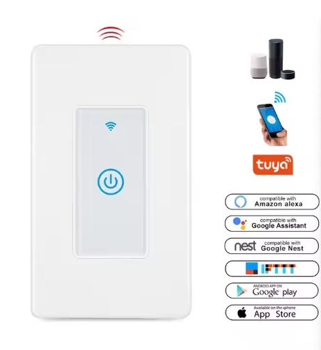 US Smart Switch with WiFi Remote Control and Smart Touch Panel Switch Supports Alexa Voice Control DS-123-1D/DS-123-2D