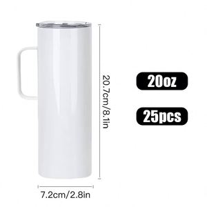 Custom High Quality BPA FREE 20Oz 30Oz Stainless Steel <b>Insulated</b> Vacuum Straight Skinny Sublimation Tumbler Cup <b>Mug</b> With Handle - Product Image 5