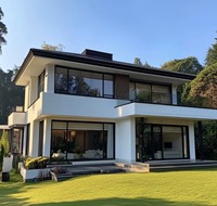 Ventanas Abatibles de Aluminio con Marco Negro, Diseño Clásico de Patio Francés para Proyectos de Villas Europeas, Vidrio Moderno para Dormitorios
