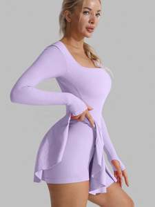 سلس الصلبة مخصص عبر الظهر قطعة واحدة تنورة تنس في الهواء الطلق الرياضة الرياضية الجولف الرياضية اللباس للنساء مع السراويل - Product Image 3