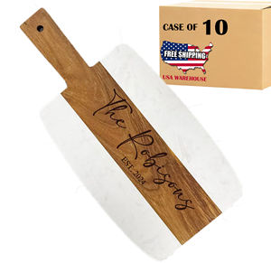 Lot de 10 planches à charcuterie en marbre et bois avec poignée pour gravure au laser, cadeaux de pendaison de crémaillère, vente en gros depuis l'entrepôt américain - Product Image 1