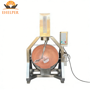 Precio de Fábrica |   Olla de Cocción con Rueda Manual para Inclinación, Tipo Wok de Cobre, Mezcladora Planetaria para Azúcar, Velocidad Ajustable 0-29 RPM, Calentamiento Eléctrico/a Gas - Product Image 5