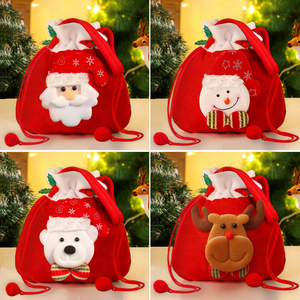 Sac de Noël pour enfants, sac cadeau de Noël, sac à bonbons, chaussette de Noël, sac de Noël exquis avec motif de Père Noël et pomme, cadeaux promotionnels publicitaires OEM de Noël - Product Image 4