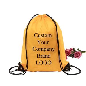 Sac à dos en nylon 210D imprimé de logo personnalisé personnalisé résistant à l'eau sac à cordon avec soie coton matériel cadeaux promotionnels - Product Image 1