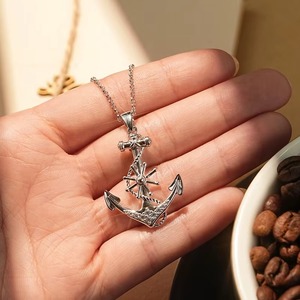 Vintage Niche À La Mode Élégant Classique Pass Diamant Testeur Moissanite Collier En Argent Sterling 925 Ancre Pendentif Bijoux - Product Image 4