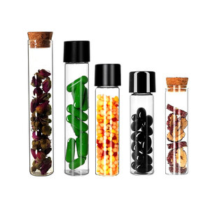 Tubes en verre borosilicate transparent personnalisables pour le stockage de cônes de petite, moyenne ou grande taille avec bouchons à sécurité enfant - Product Image 1
