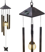 Lampe solaire LED de jardin à carillon rotatif, petite lampe suspendue automatique rechargeable pour extérieur