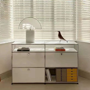 Armoire de rangement modulaire moderne en acier inoxydable buffet décoratif multifonctionnel simple Ins pour le salon du Moyen Âge - Product Image 2