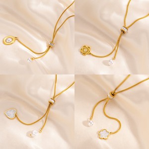 Collana di perle estive da donna con ciondolo in acciaio inossidabile con nappa Love Clavicle gioielli di moda transfrontalieri - Product Image 2