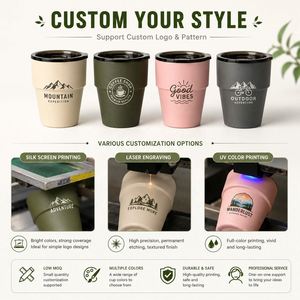 แก้วกาแฟสแตนเลสแบบมีฝาปิด ขนาด 300 มล. สกรีนโลโก้ได้ ผนังสองชั้นสุญญากาศ เก็บอุณหภูมิ ซ้อนกันได้ เหมาะสำหรับแคมป์ปิ้งและการเดินทาง - Product Image 5