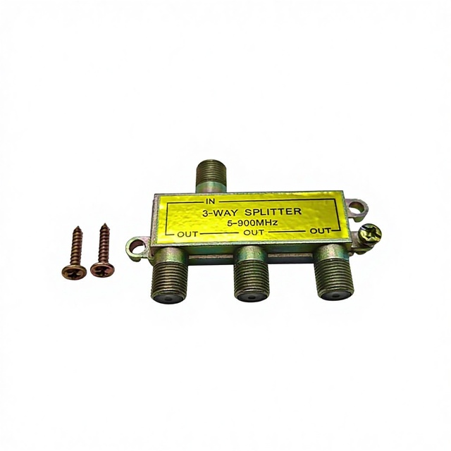 5-900MHz F Type Mini Coaxial TV/Antenna Adapter Gold Zinc Alloy 4-Way Signal Splitter Connectors Indoor Use TCP/IP