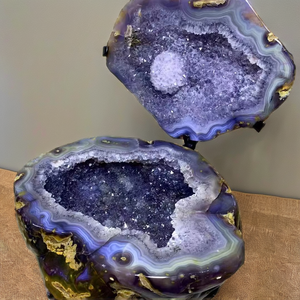 Cristal de Shammah, Cornucopia de Ágata de Diferentes Tamaños, Cristal Curativo de Amatista Natural, Geoda Druzy con Base Metálica, Tallado para Feng Shui - Product Image 2
