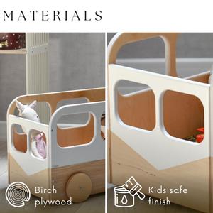 Organisateur de rangement pour jouets <span class=keywords><strong>sur</strong></span> roulettes, boîte <span class=keywords><strong>à</strong></span> jouets en bois pour enfants, <span class=keywords><strong>coffre</strong></span> en bois pour tout-petits, bac <span class=keywords><strong>à</strong></span> livres personnalisé blanc - Product Image 4