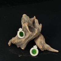 Boucles d'oreilles en jadéite naturelle de Birmanie de qualité A, boucles d'oreilles rondes en jadéite, pour femmes, à porter tous les jours, cadeau en jadéite (avec NGTC)