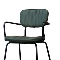 Chaise de salle à manger moderne en métal avec siège et dossier rembourrés, fauteuil beige avec structure noire pour restaurant, hôtel, salle à manger
