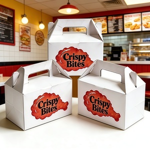 Nuevo diseño para llevar, piezas de <span class=keywords><strong>pollo</strong></span> frito coreano, caja de embalaje de comida rápida frita, contenedor de comida rápida, fiambrera de papel, biodegradable - Product Image 3