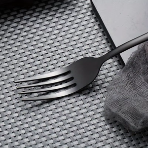 Custom logo Metal Cheap Restaurant Kitchen Matte Black Flatware Cutlery <b>Set</b> Stainless Steel Wholesale - Product Image 5