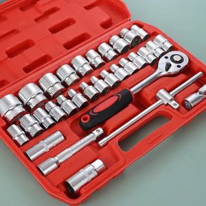 Ensemble d'outils ménagers de 37 pièces, outils de réparation <span class=keywords><strong>automobile</strong></span>, jeu de clés à douilles combinées en acier au chrome-vanadium, mécanique - Product Image 2