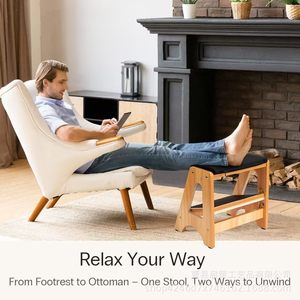 Wooden Footstool Double Layer Solid Wood Home <b>Office</b> <b>Stool</b> Durable Multipurpose Step <b>Stool</b> - Product Image 3