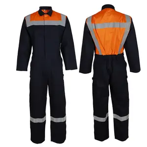 Wholesale Men Black Safety Fire Retardant Coverall Industrial Workwear Mechanics Oil Resistant Fireproof Working FR Coveralls