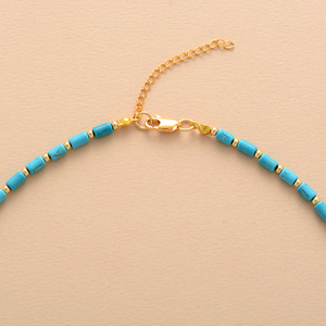 Collier ras du cou en perles turquoise, style minimaliste, bijoux unisexe, chaîne de clavicule, design simple, pierre naturelle, accessoire de mode - Product Image 2