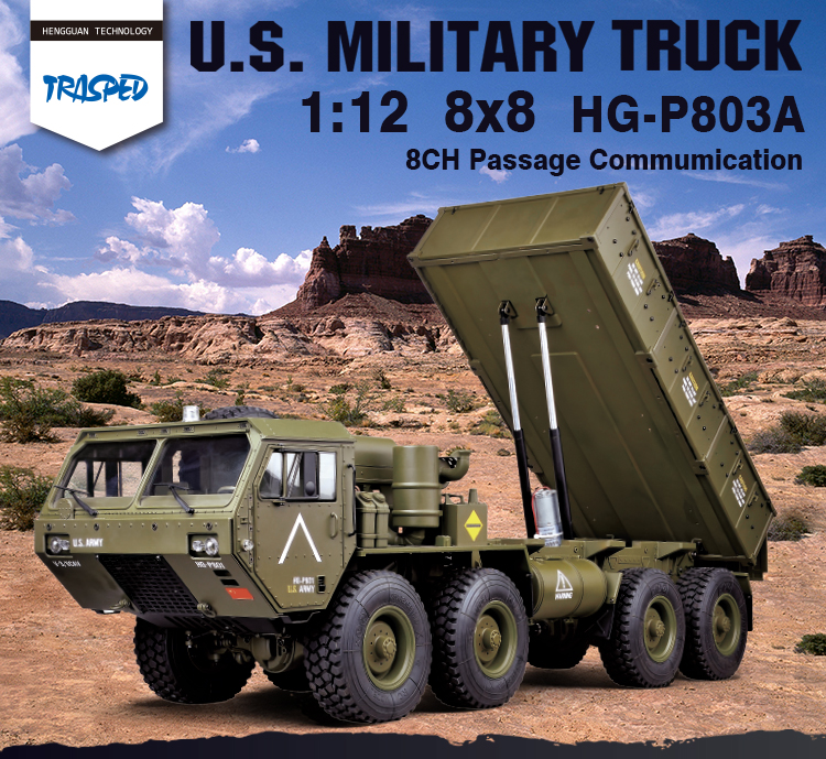 HG P803A 1:12 8x8WD RCカー 大人子供用トイ 5KG積載トレーラー
