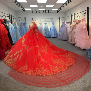 Dy6876 Luxury <b>Red</b> Quinceanera Dresses With Gold Appliques Sweet 15 16 Prom Ball Gowns Jancember - Product Image 5
