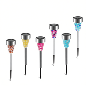 Luces Solares para Jardín, Paquete de 6, IP44 Resistentes al Agua, LED Blanco Cálido, Lámparas para Caminos Exteriores con Diseño de Mosaico, Cuerpo de Metal ABS Mate - Product Image 1