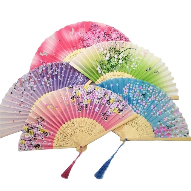 Chinese High Quality Folding Dancing Wedding Party Silk Bamboo Hand Fans