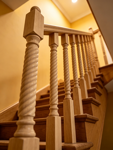Rampe d'escalier en bois EFS avec balustres torsadés, fixation au sol, design rustique, modèle 5141, 34 pouces, pour rampes d'escalier - Product Image 1