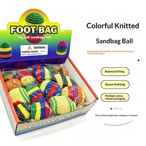 Sac à pieds coloré en crochet, jouet anti-stress en forme de ballon tricoté à la main, sac de sable doux à presser pour le jeu - Product Image 1