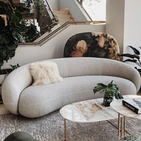 Sofá seccional moderno de lujo en forma de C blanco nórdico de alta calidad, muebles para el hogar, sofá Boucle curvo para sala de estar