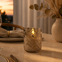 Bougie LED en verre à la paraffine fonctionnant sur piles avec flamme vacillante 3D blanc chaud, écologique et résistante à la chaleur pour la décoration de la maison