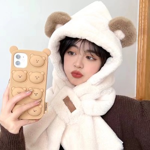 Khăn Quàng Cổ Mũ Tai Gấu Ngọt Ngào Mùa Đông Mũ Ấm Áp Nhung Lông Có Mũ Trùm Đầu Dễ Thương Phiên Bản Hàn Quốc Một Mùa Thu Đông - Product Image 4