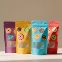 Sachets souples personnalisés en aluminium avec fenêtre et fermeture éclair pour snacks, impression numérique, conception gratuite, emballage refermable pour biscuits, vente en gros