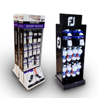 Présentoir de sol en carton pour magasins avec crochets, présentoir mural perforé pour produits sportifs, support de présentation de chaussettes avec crochets